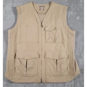 Duluth Trading Working Mans Vest Mens Large Tall Tan Khaki Outdoor Fishing Nylon